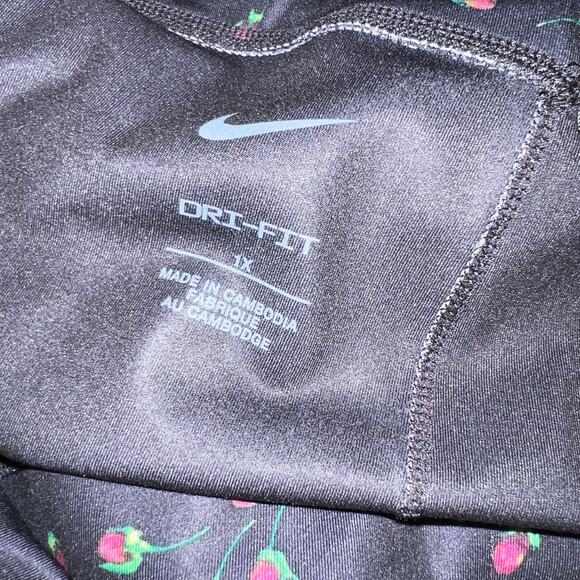 New Nike One Luxe Icon Clash Mid-Rise Leggings Black Floral Tight Dri-Fit Sz 1X - Picture 10 of 11